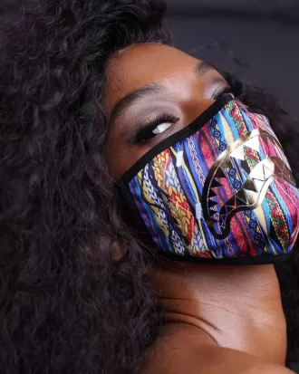 1994 GOLD METALLIC SHARK POLYESTER GESICHTSMASKE