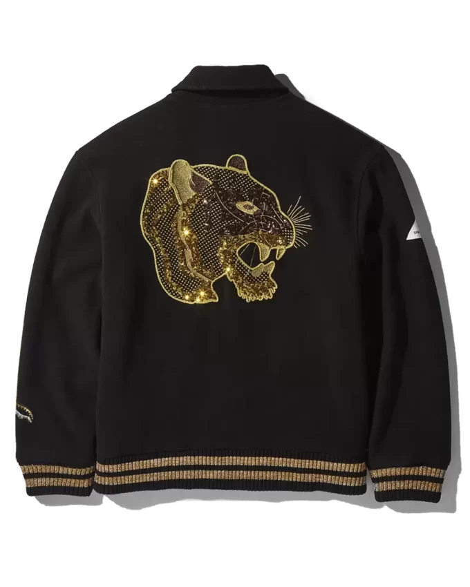 A.I.9 AFRICAN INTELLIGENCE GUILDED LEOPARD – SANDFLOWER COLLAB VARSITY JACKET