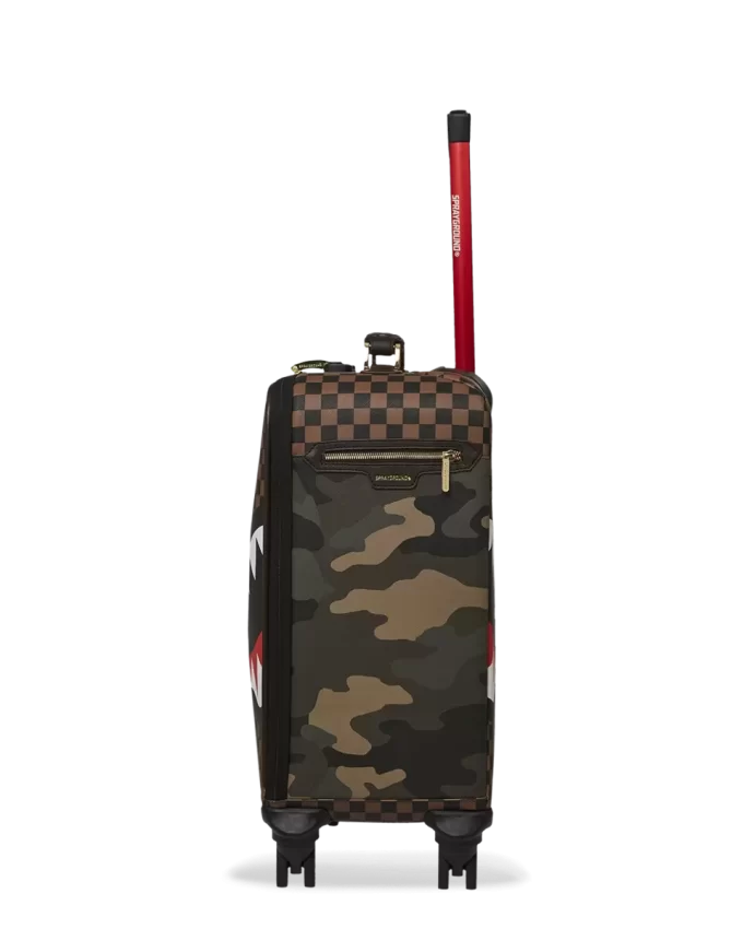 AUSSENGESTALTUNG GOLDENE REISSVERSCHLUSSTASCHE HAIE IN PARIS JETSETTER HANDGEPÄCK