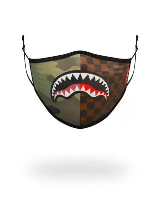 Gesichtsmaske für Erwachsene mit Karomuster und Tarnmuster, eng anliegend Gesichtsmaske für Erwachsene mit Karomuster und Tarnmuster, eng anliegend