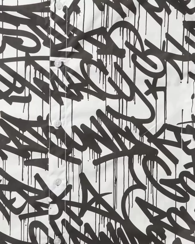 GRAFFITI-KURZARM-HEMD MIT KNOPFLEISTE