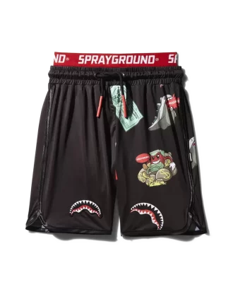 Kinder-Badehose mit Aufnähern (schwarz)