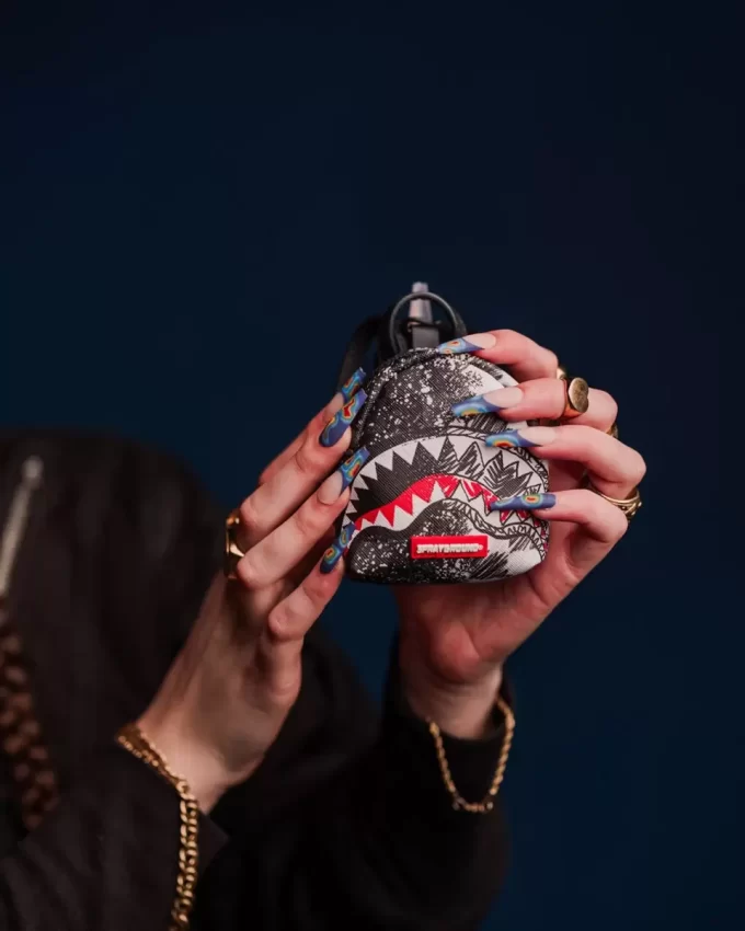 Kritzel-Dribble-Check-Rucksack-Schlüsselanhänger