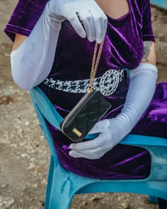 NOIR QUILT GOLD CHAIN  SHARK GELDBÖRSE