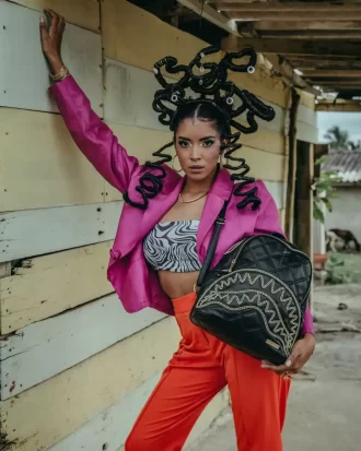 NOIR QUILT GOLD CHAIN  SHARK SAVAGE RUCKSACK