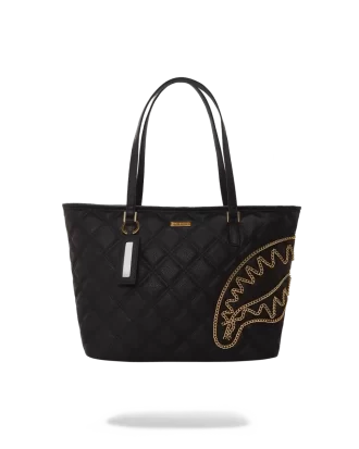 NOIR QUILT GOLD CHAIN  SHARK TOTE