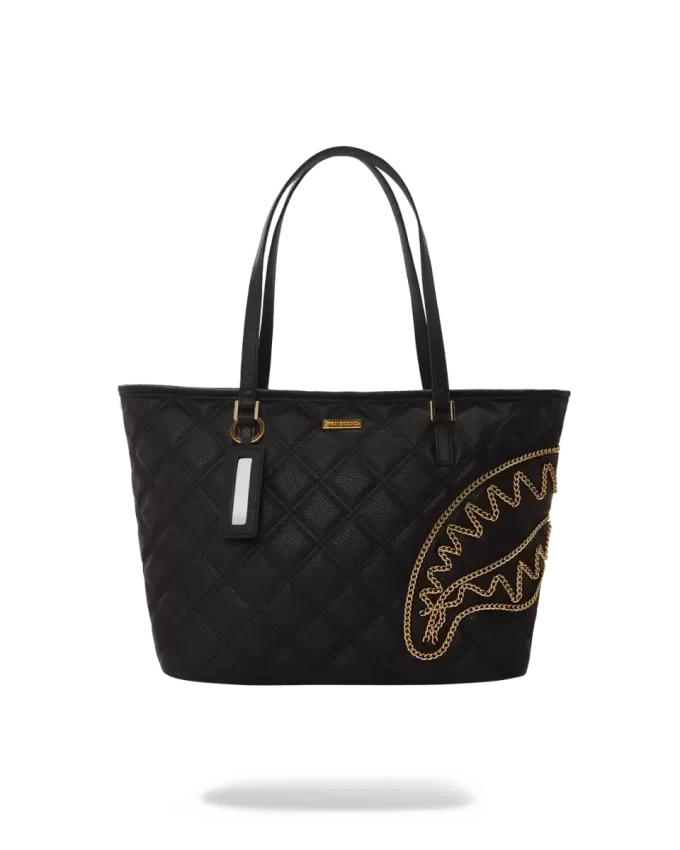 NOIR QUILT GOLD CHAIN  SHARK TOTE