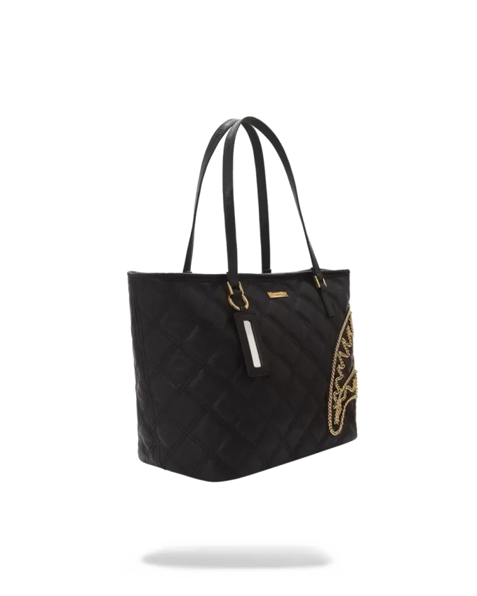 NOIR QUILT GOLD CHAIN  SHARK TOTE