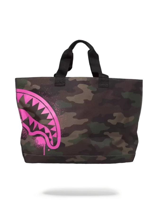 PINK STENCIL SHARK CAMO TOTE PINK STENCIL SHARK CAMO TOTE
