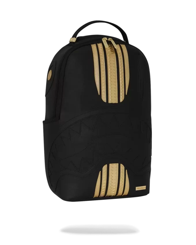 Rucksack mit goldenen und schwarzen Rennstreifen