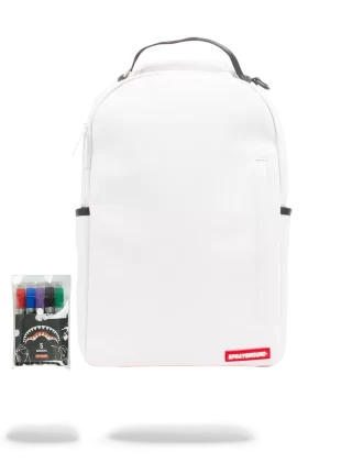 SPRAYGROUND DIY WEISSER RUCKSACK (VEGANES LEDER & INNENFUTTER AUS MILCH) & INKLUSIVE MARKER