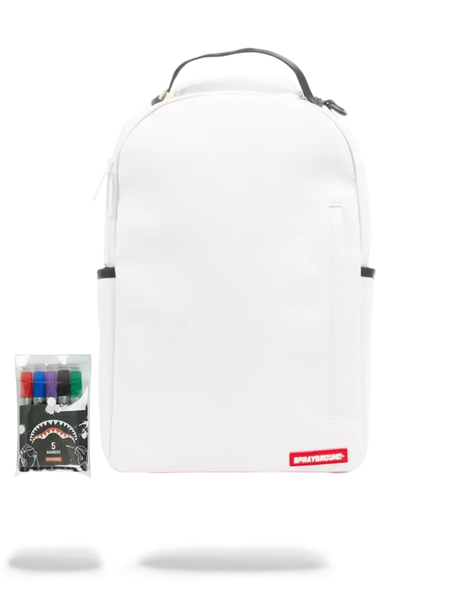 SPRAYGROUND DIY WEISSER RUCKSACK (VEGANES LEDER & INNENFUTTER AUS MILCH) & INKLUSIVE MARKER