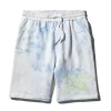 STRICKSHORTS MIT BATIK-DRUCK (BLAU)