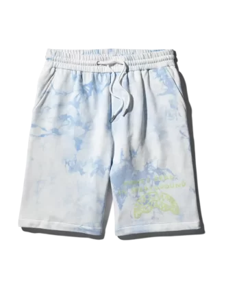 STRICKSHORTS MIT BATIK-DRUCK (BLAU)