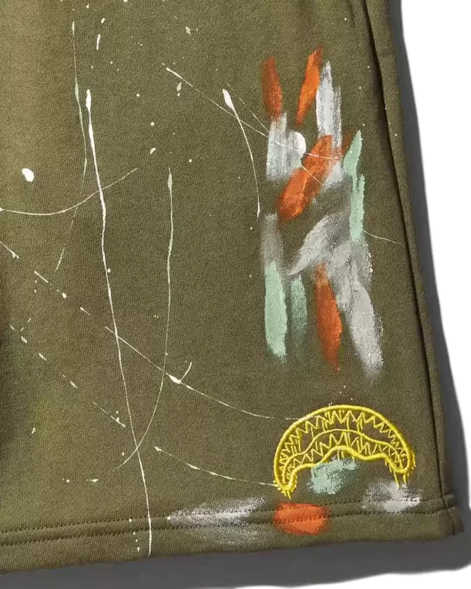 Strickshorts mit Farbspritzern (grün)