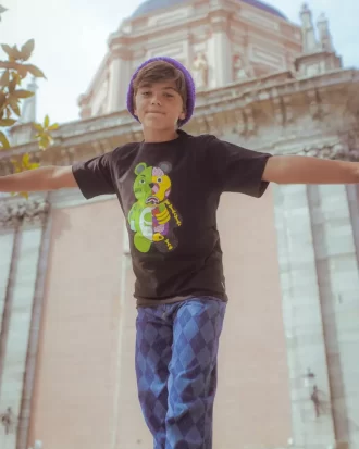 T-Shirt mit Bärenmotiv für Jugendliche, schwarz